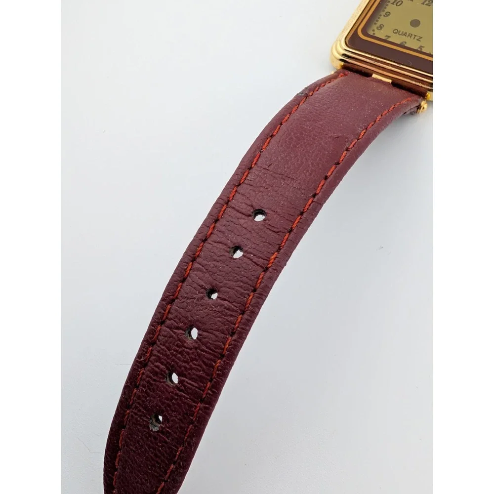 Vintage Marcel Watch Corp. No 963 Digital Watch Maroon Leather Band- New Battery
